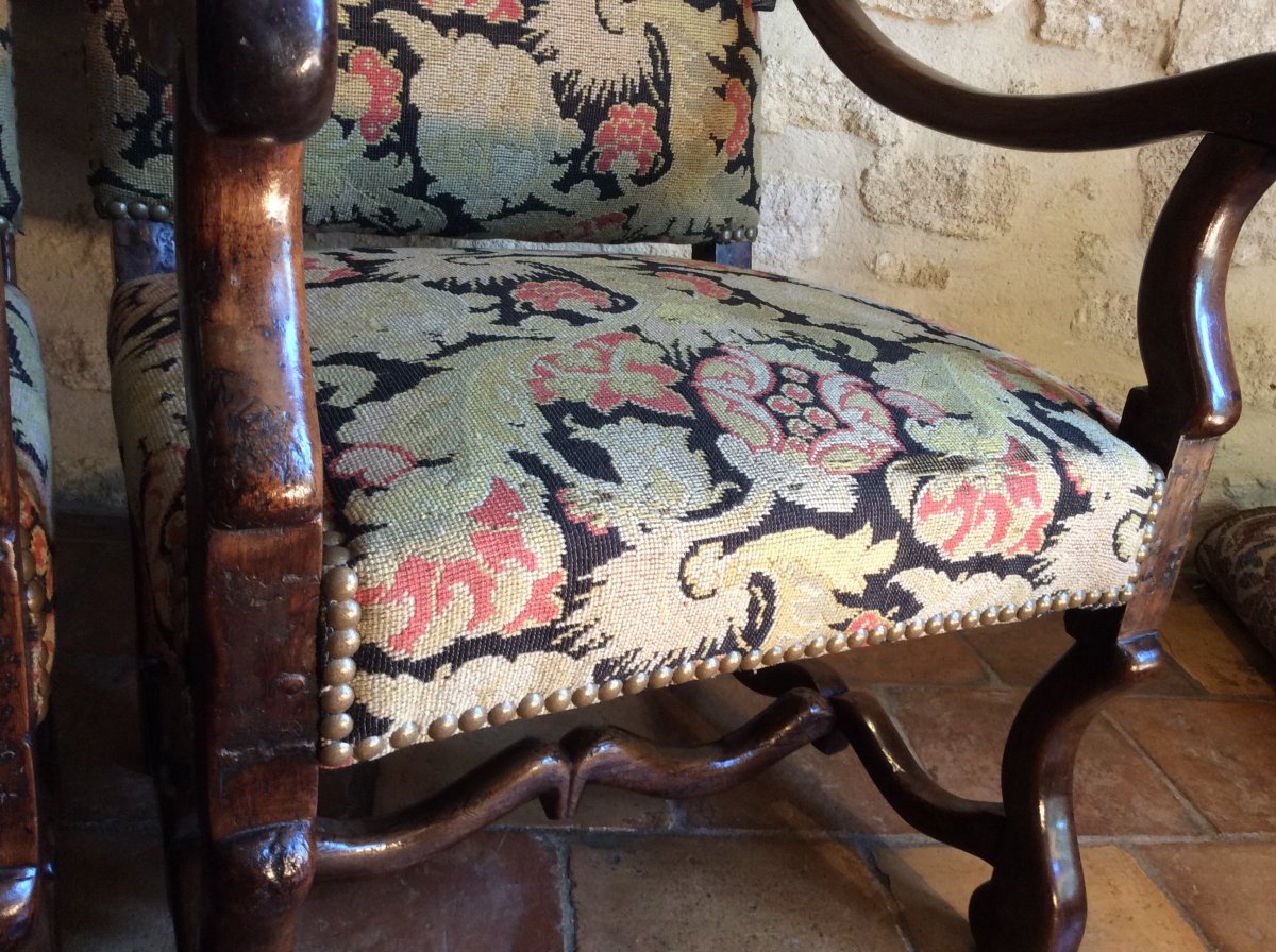    Fauteuils   Louis   XIII    en paire-photo-6