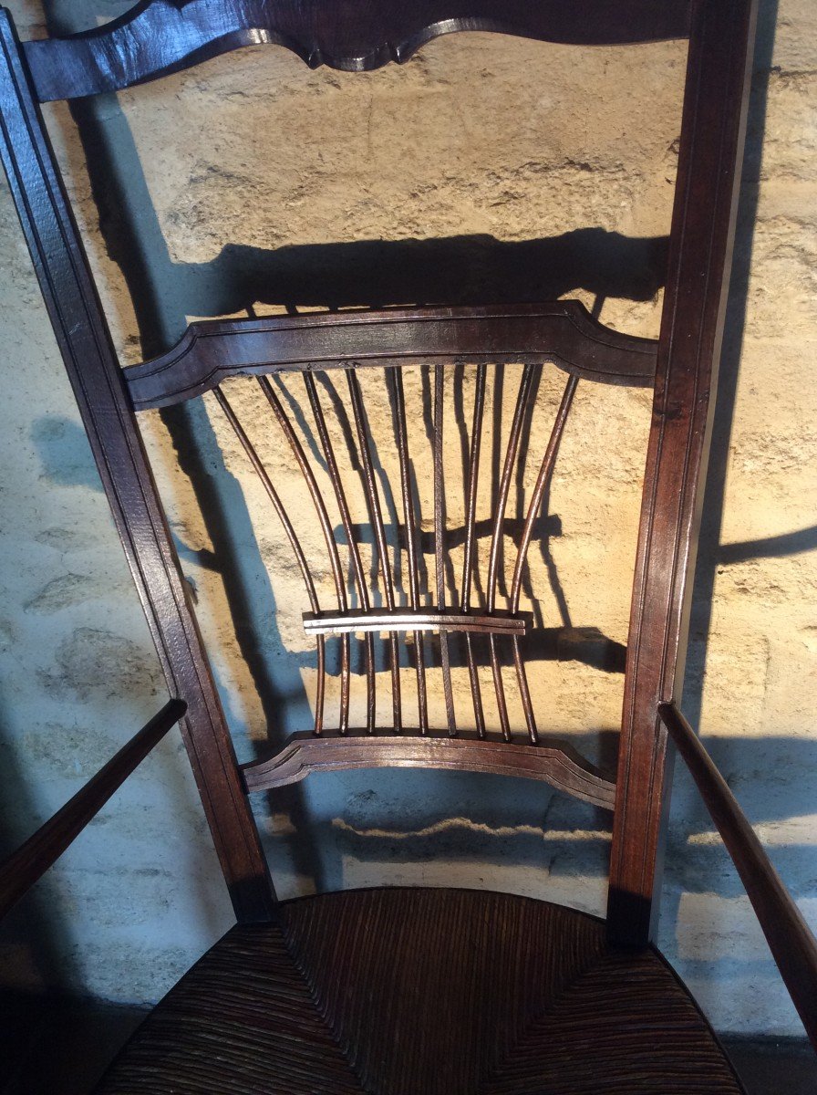 Straw Armchair With High Back Provencal-photo-2