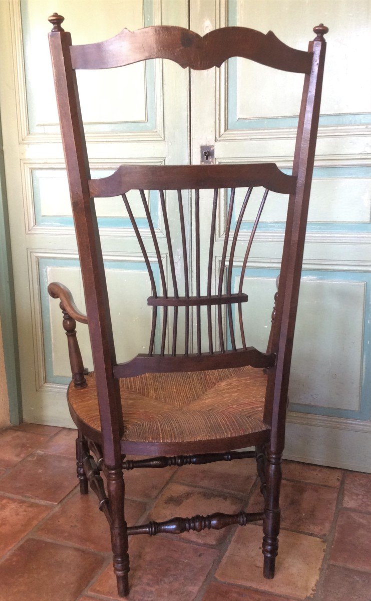 Straw Armchair With High Back Provencal-photo-2