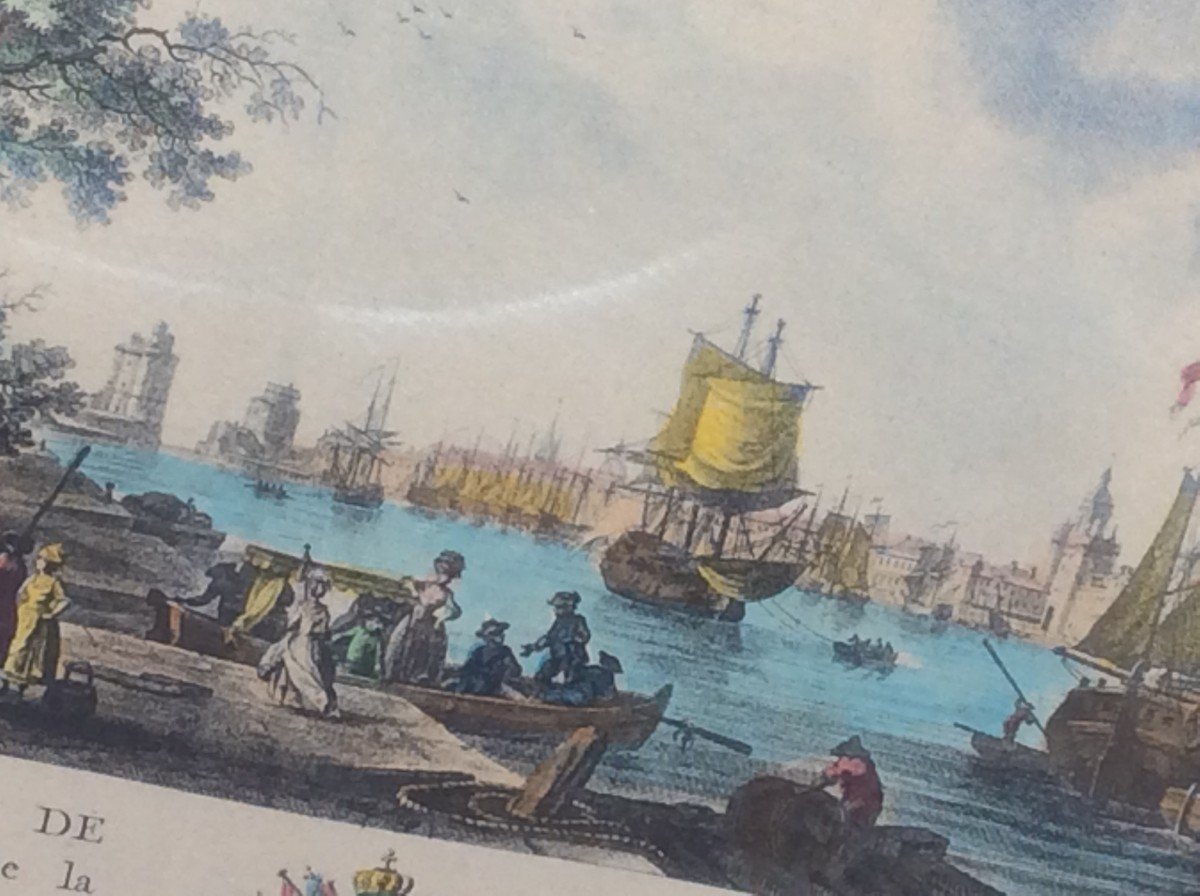 Color Engraving Of The Port Of La Rochelle-photo-3