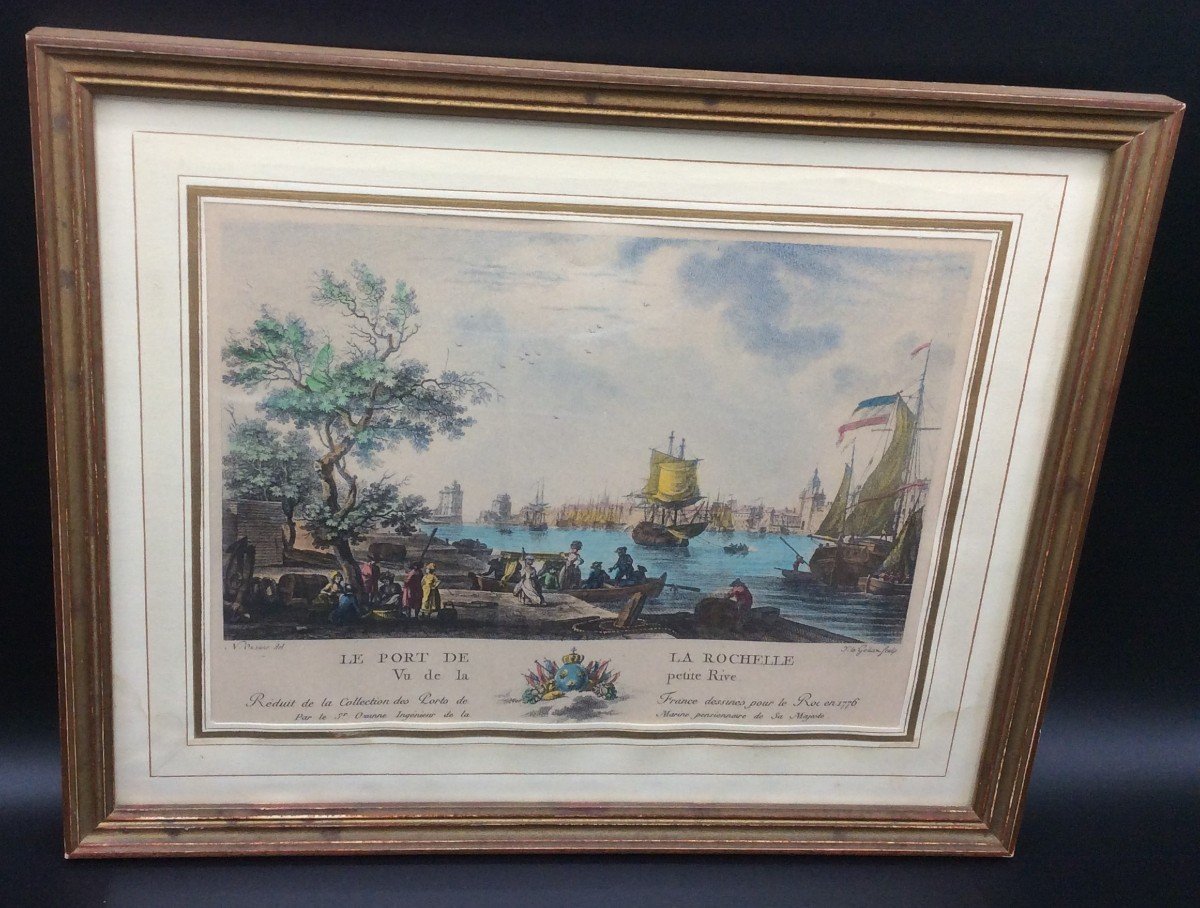 Color Engraving Of The Port Of La Rochelle-photo-3