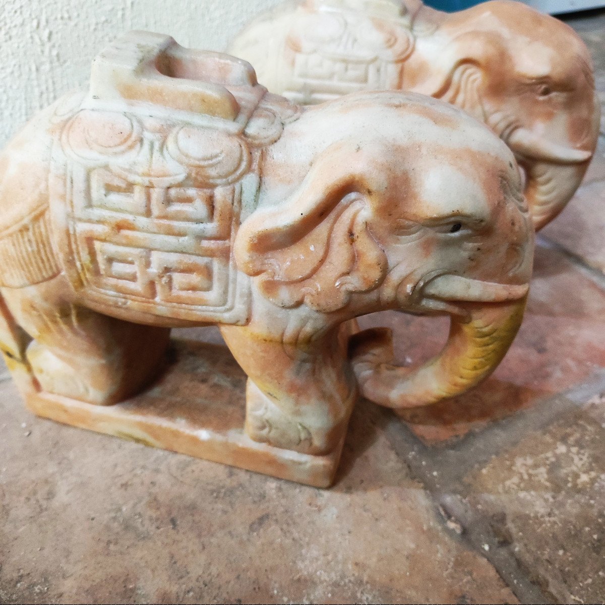 Pair Of Marble Elephants