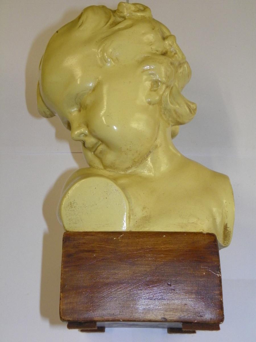 Plaster Child Bust Sculpture