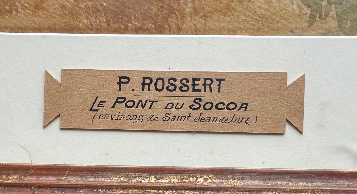 Ancien Tableau Aquarelle Le Pont De Socoa Signé Paul Rossert Vers 1900 pays basque -photo-3