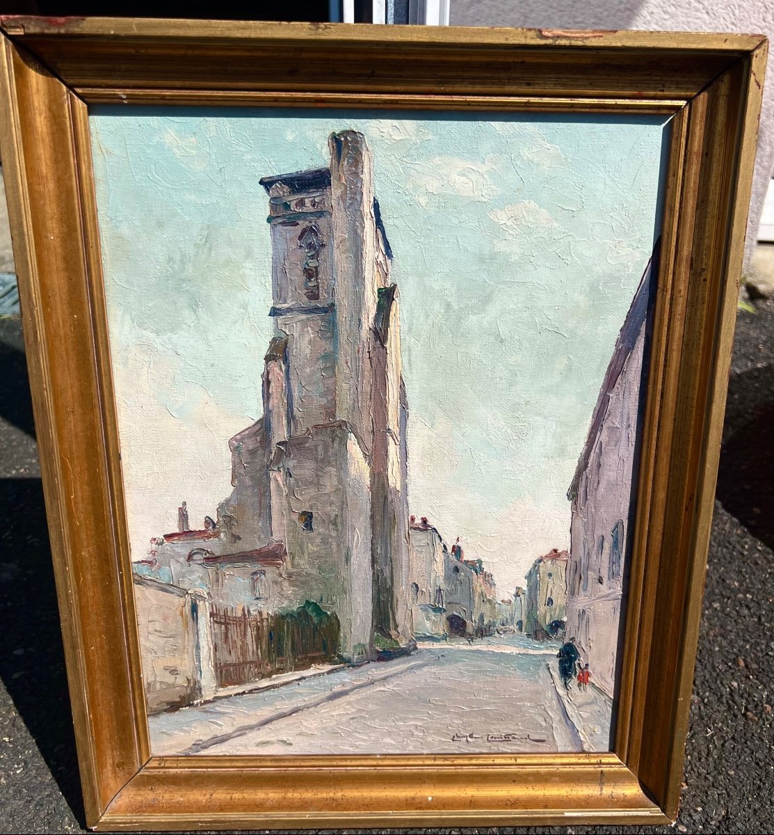 Painting Rue De La Rochelle Signed Christian Couillaud 