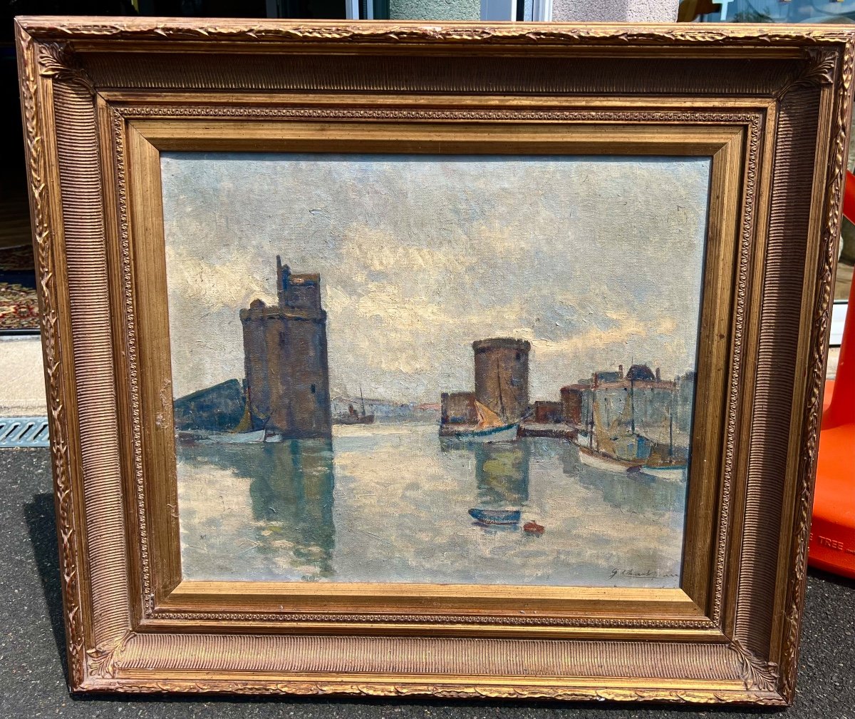 Tableau Le Port De La Rochelle Signé Gabriel Charlopeau 1930 