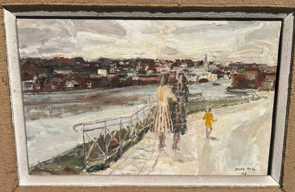 Painting View Of Rouen Signed édouard Mac Avoy 1942 Normandy-photo-1