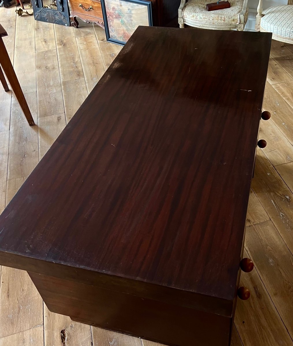 Old Macassar Ebony Pedestal Desk From Art Deco Period 1930 -photo-2