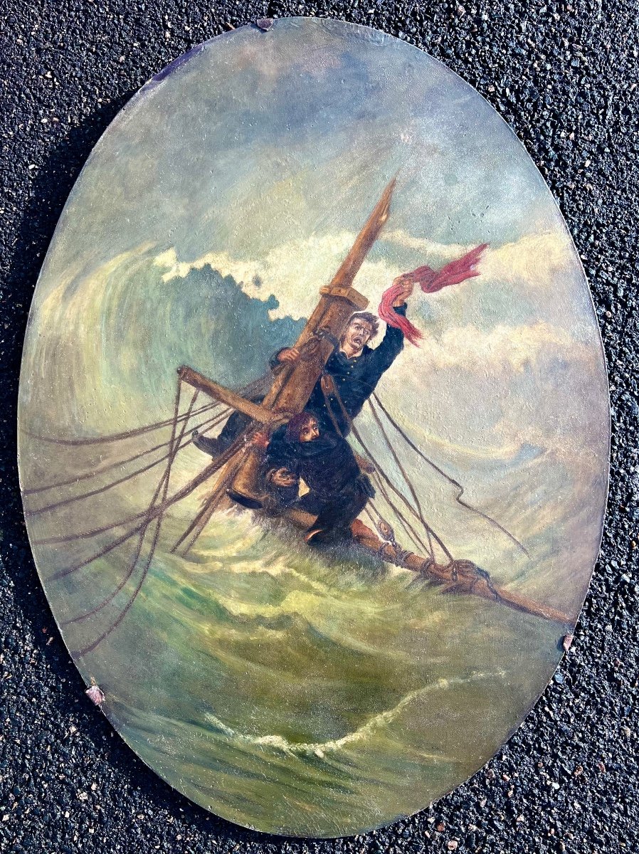 Old Ex Voto Painting The Shipwreck 19th Century Popular Art Marine 