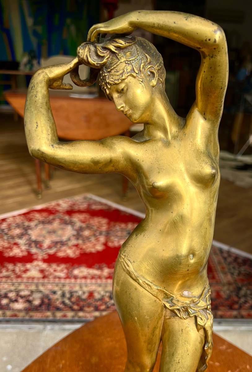 Ancienne Sculpture Bronze Doré L’odalisque Orientale Signé Tony Noel 19 Eme Fonte Siot Paris -photo-1