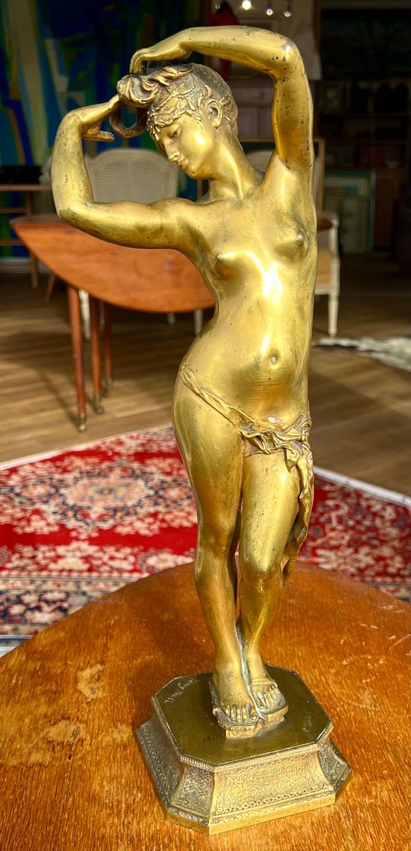 Ancienne Sculpture Bronze Doré L’odalisque Orientale Signé Tony Noel 19 Eme Fonte Siot Paris 