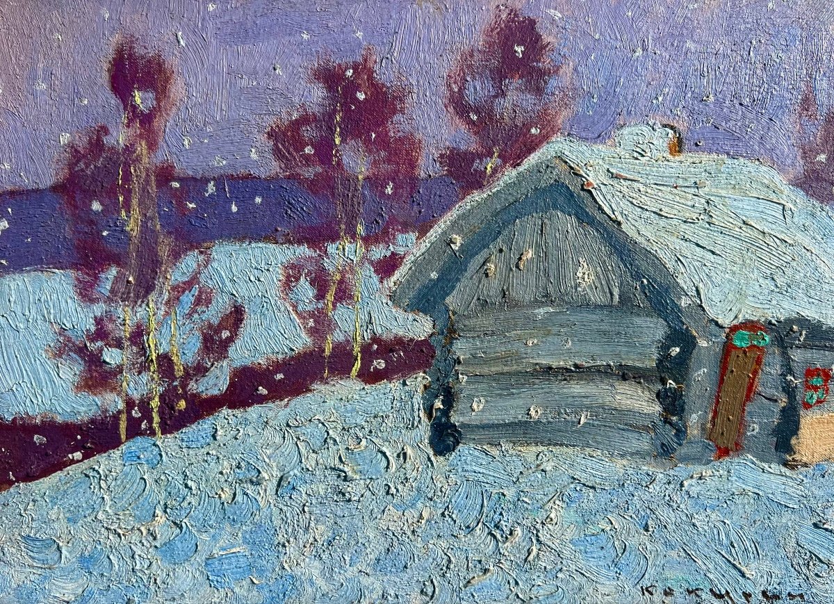 Painting Landscape At The Russian House Signed Valery Kokurin 1986 Russian Russia-photo-1