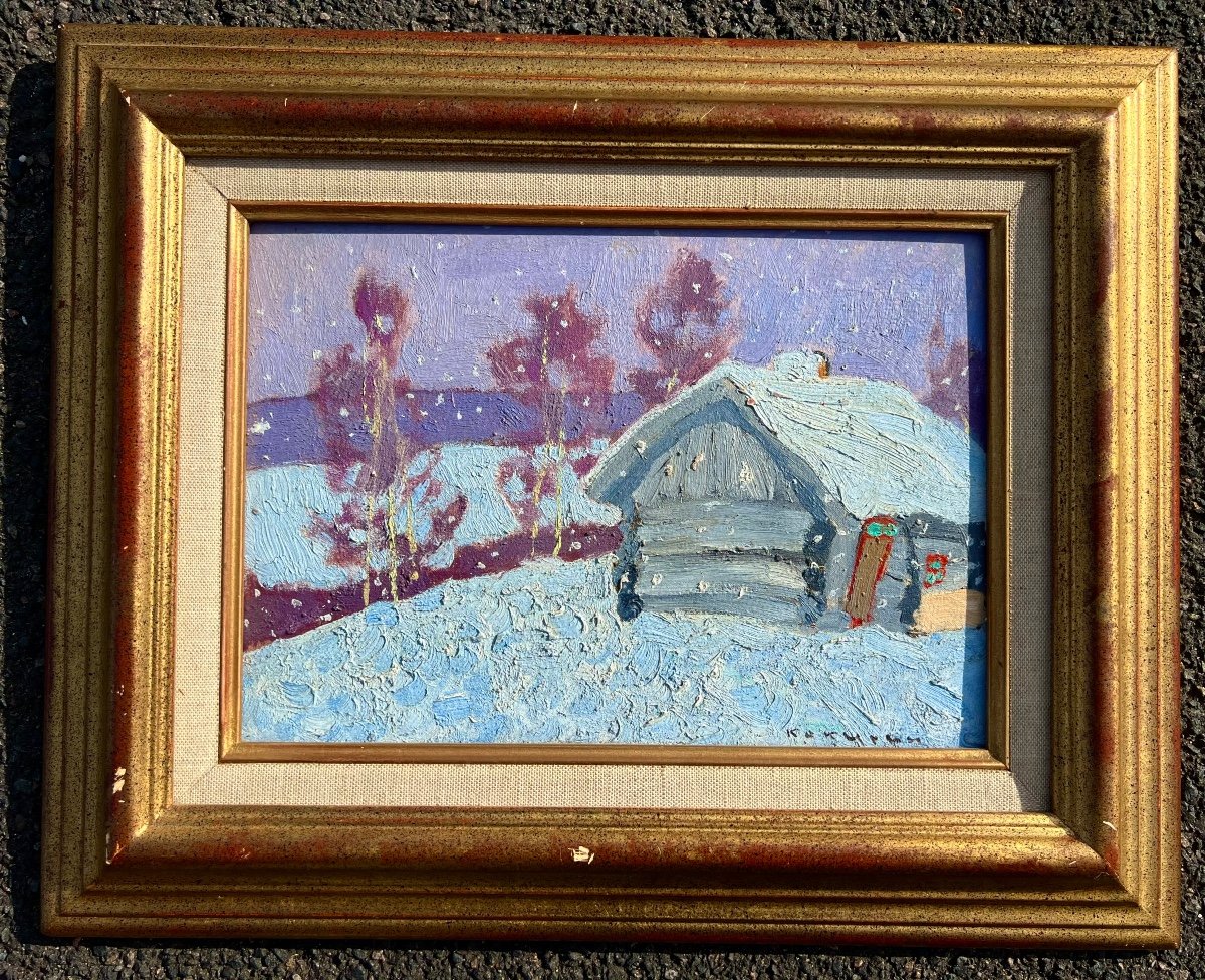 Painting Landscape At The Russian House Signed Valery Kokurin 1986 Russian Russia