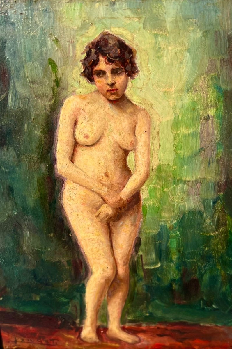 Ancien Tableau étude De Nue Signé Raphaël Laudati Vers 1920 -photo-1