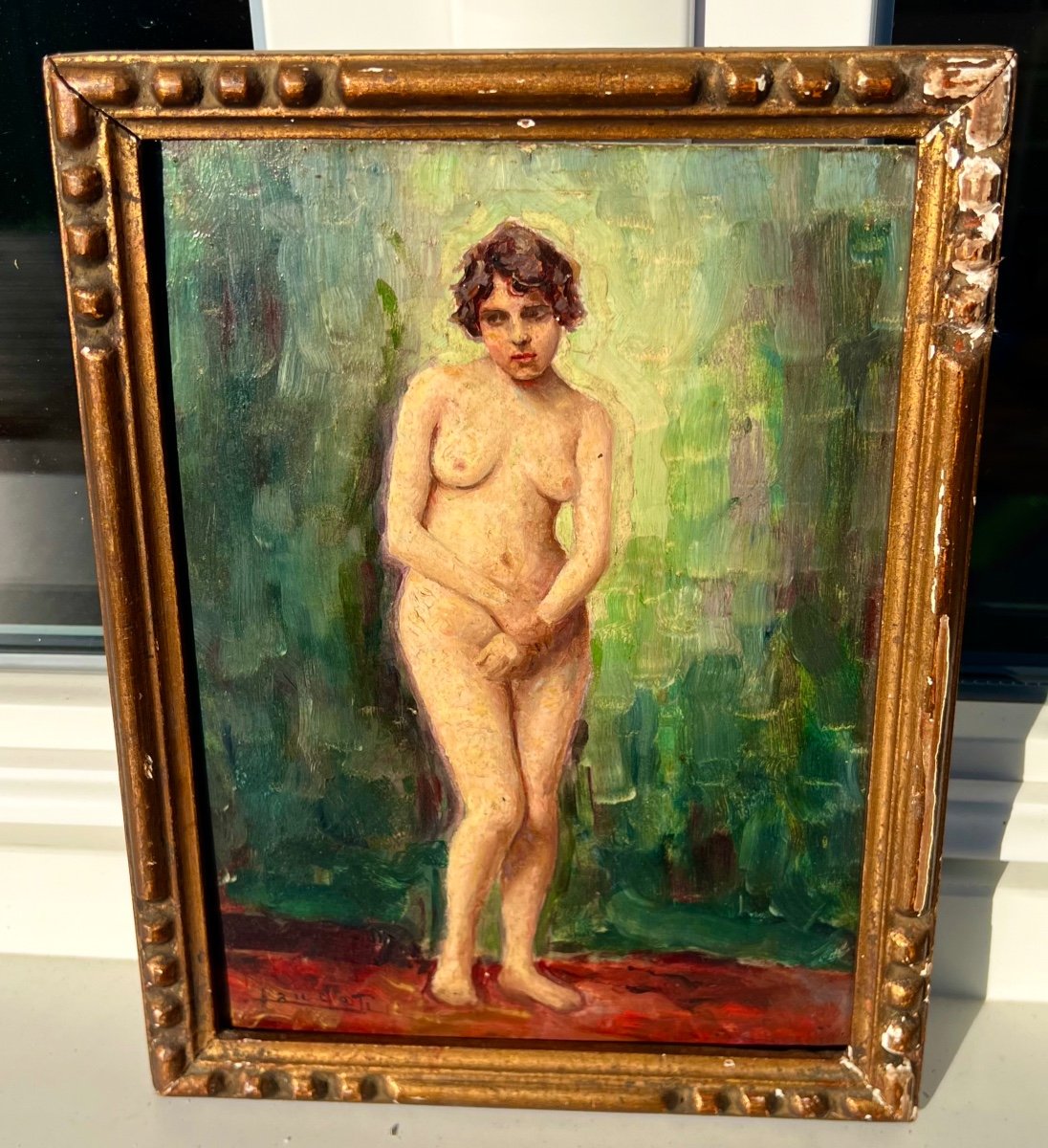 Ancien Tableau étude De Nue Signé Raphaël Laudati Vers 1920 