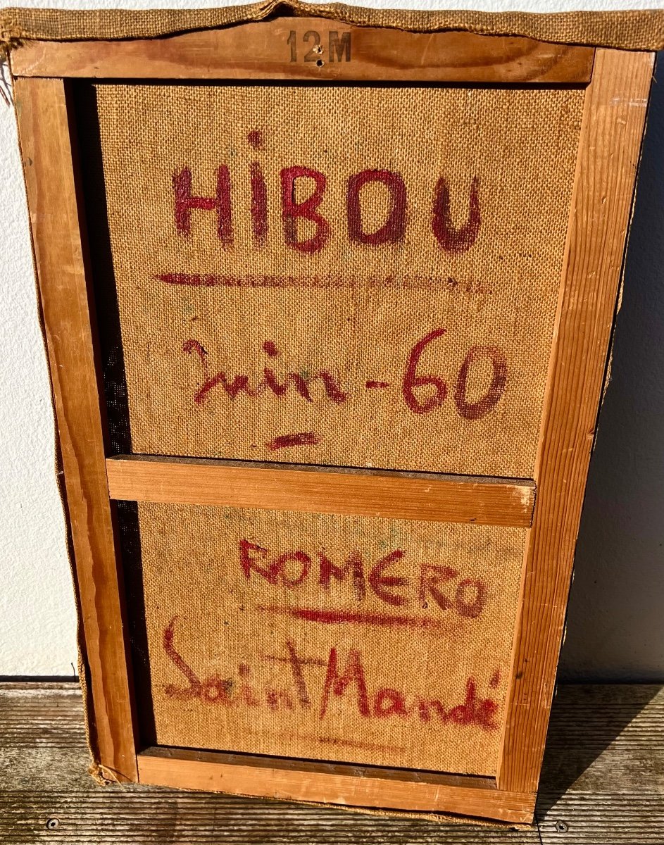 Tableau Le Hibou Signé Juan Romero Fernandez 1960 Saint Mandé Séville Espagne -photo-3