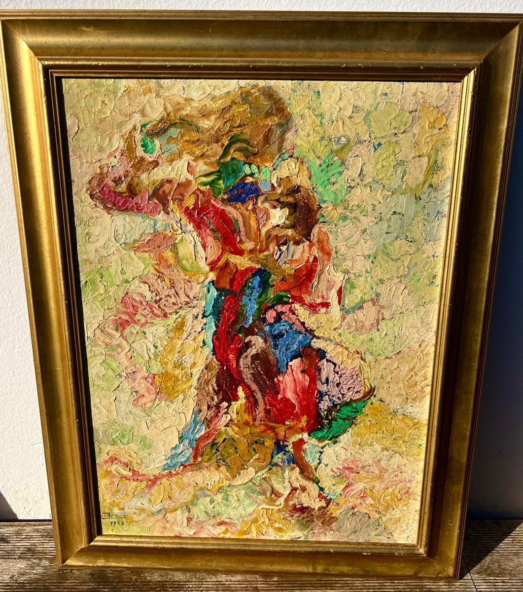 Old Painting The Woman Signed Vicente Gil Franco 1958 Boulogne Sur Mer 