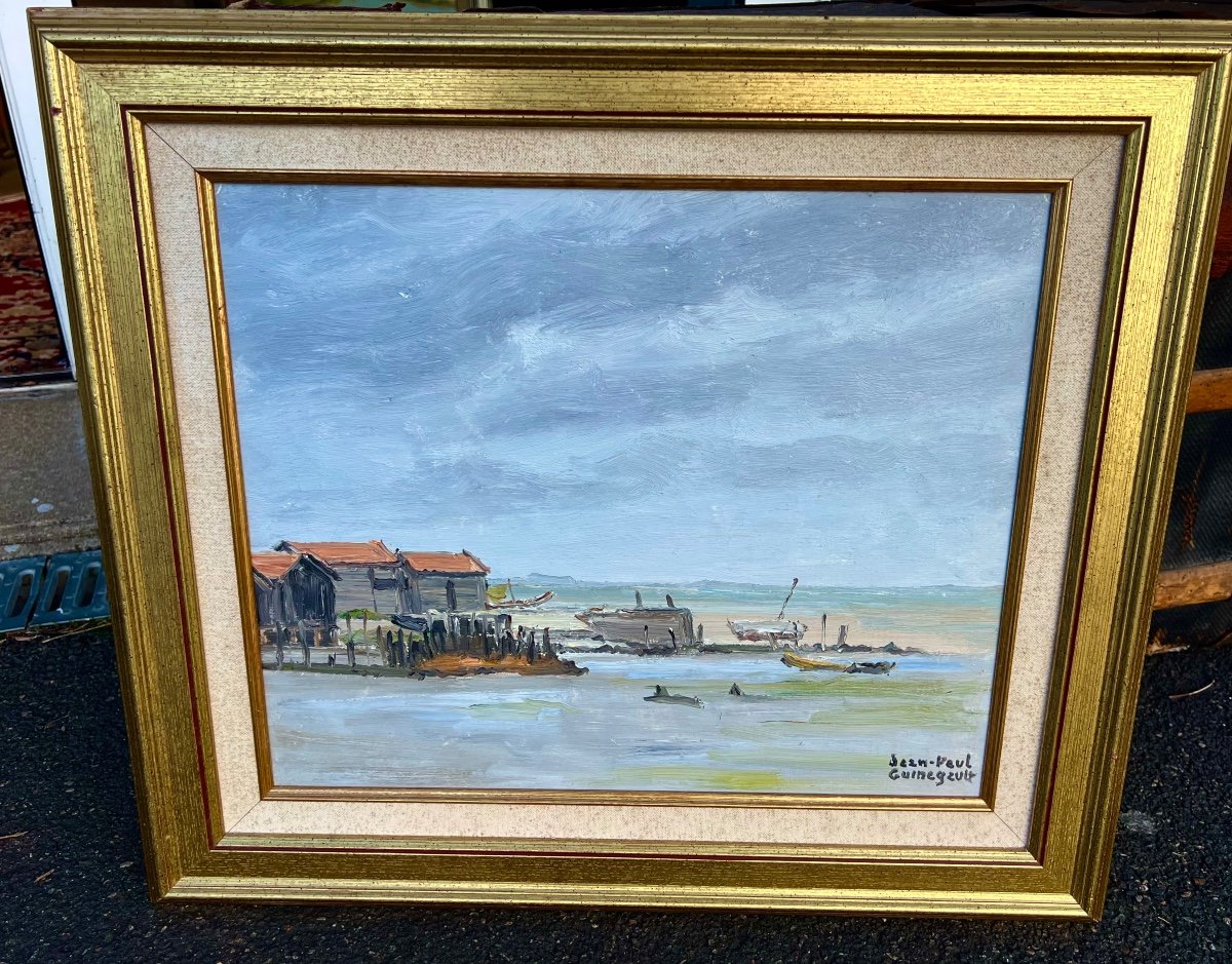 Tableau Port En Charente Signé Jean Paul Guinegault Vers 1960  Oleron ile ré 