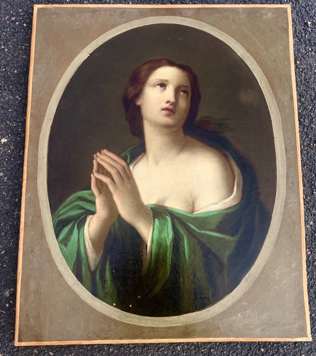 Old Painting Portrait Of Mary Magdalene Italian School 18th Century 