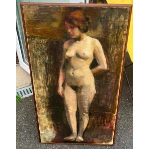 Old Painting Study Of Impressionist Nude End 19th French School 