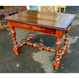 Antique Louis XIII Desk Table Blackened Walnut High Period 