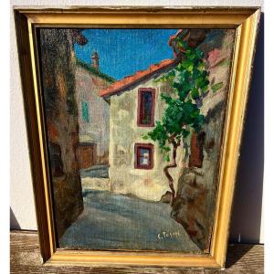 Ancien Tableau La Ruelle Signé Constantin Popoff 1930 école Russe 