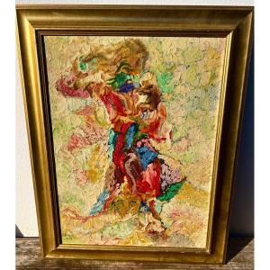 Ancien Tableau La femme Signé Vicente Gil Franco  1958 Boulogne Sur Mer 