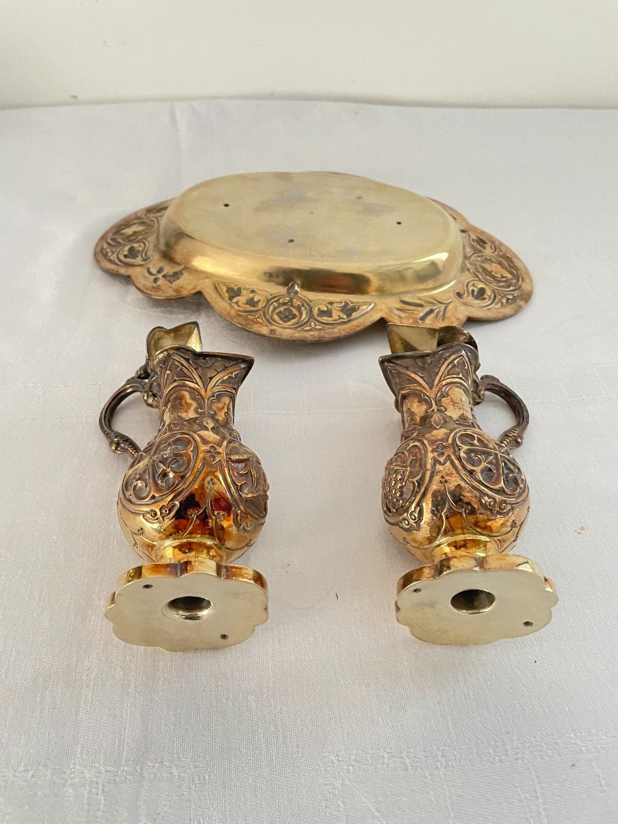 Pair Of Neogotic Silver Burettes XIX Century-photo-2