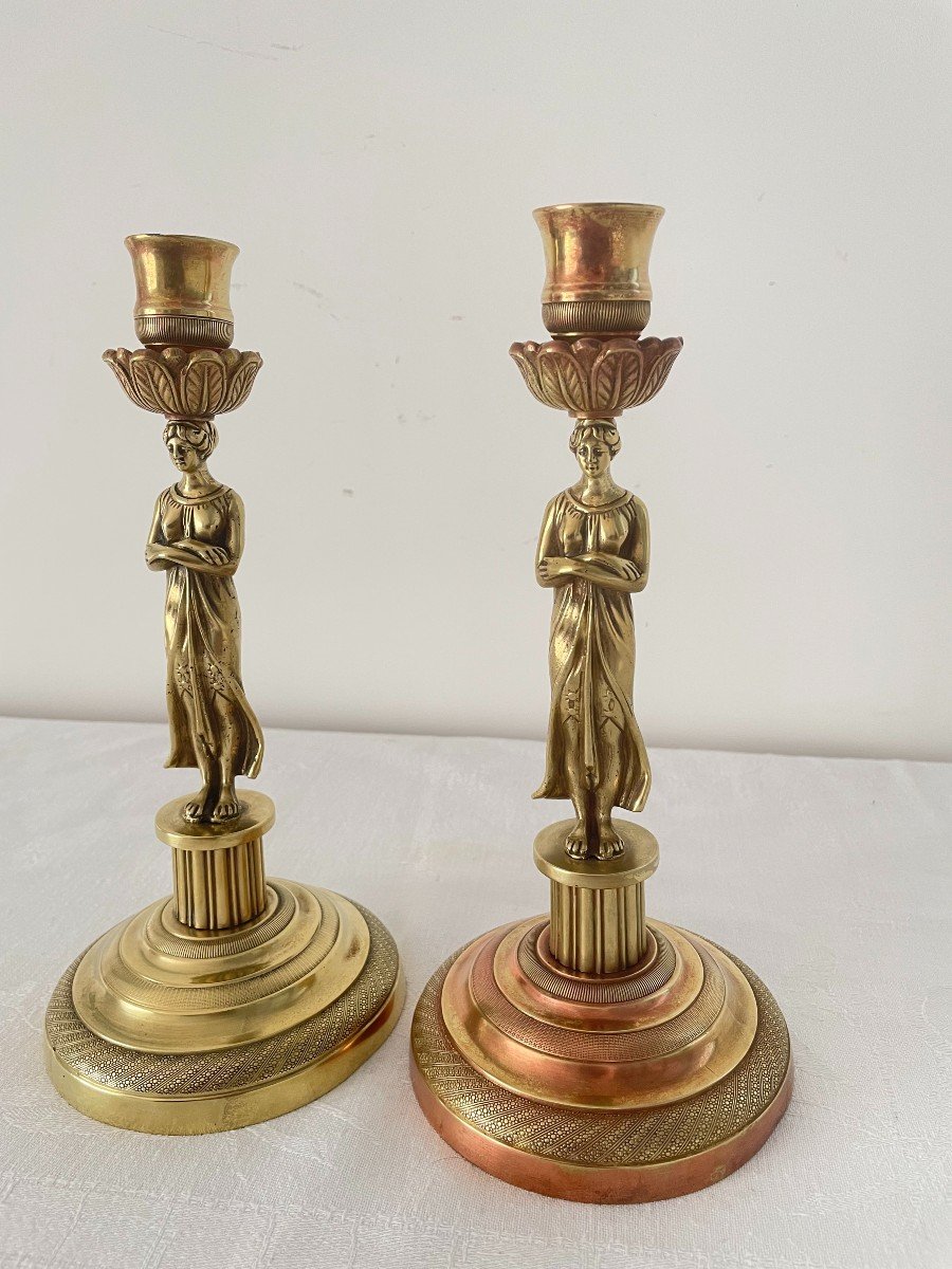 Pair Of Candlesticks In Bronze XIX Century-photo-4