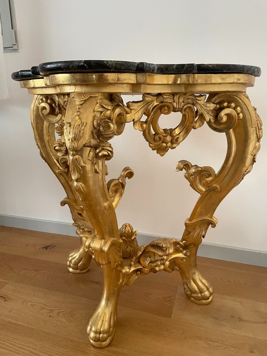 Console In Carved And Golden Wood-photo-4