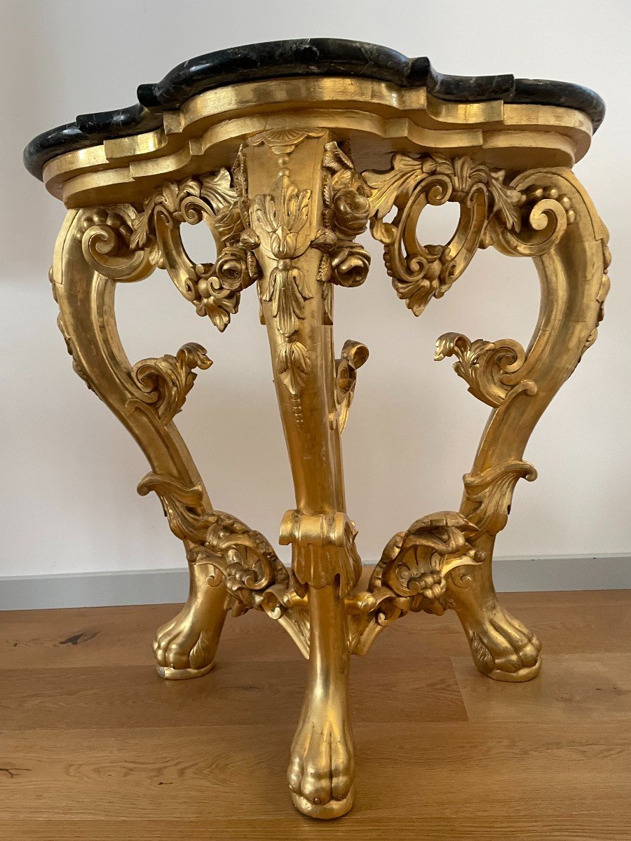 Console In Carved And Golden Wood-photo-3