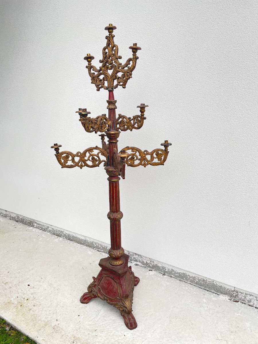 XIX Century Sculpted Wooden Torchere