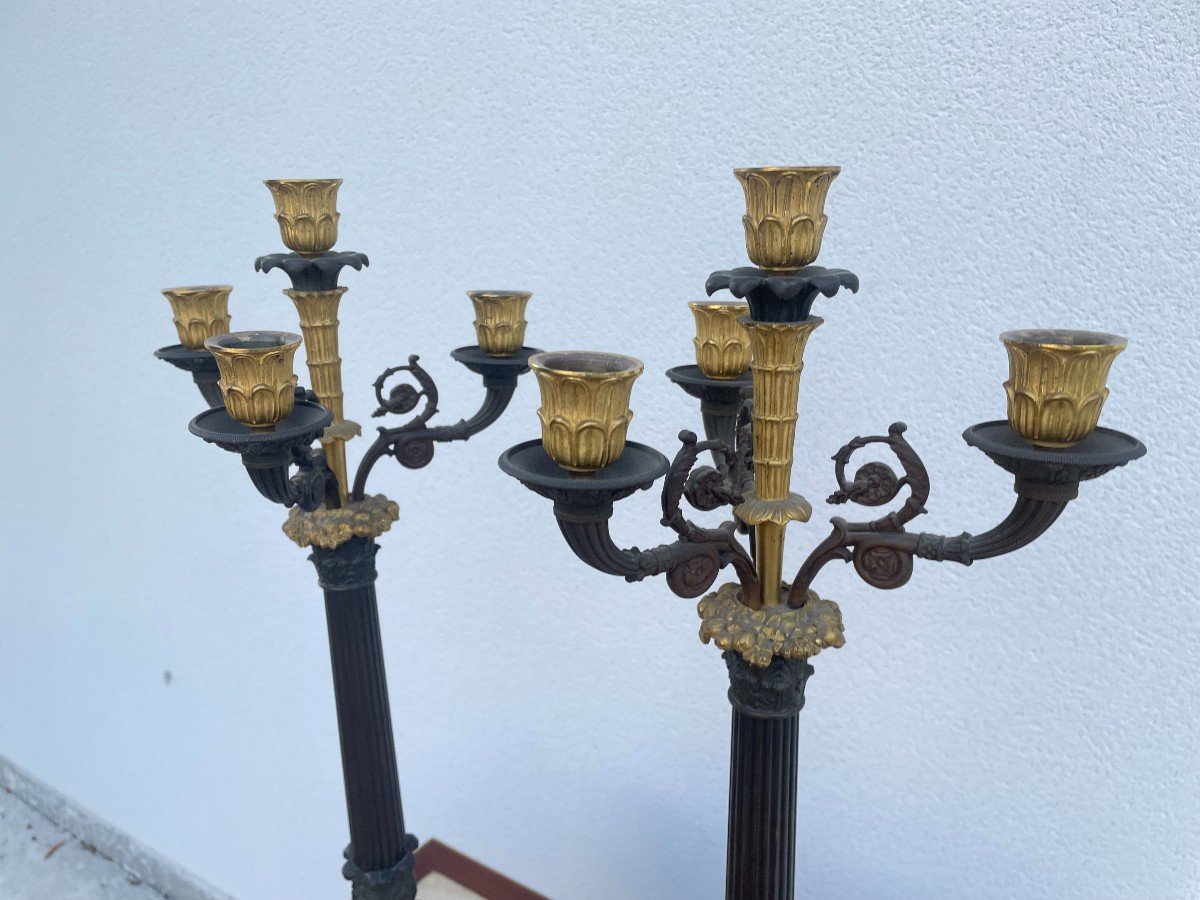 PAIRE DE CANDELABRES  D'EPOQUE RESTAURATION-photo-2