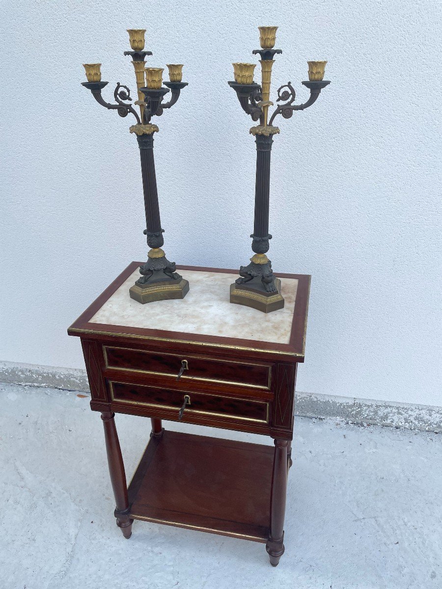 PAIRE DE CANDELABRES  D'EPOQUE RESTAURATION-photo-4