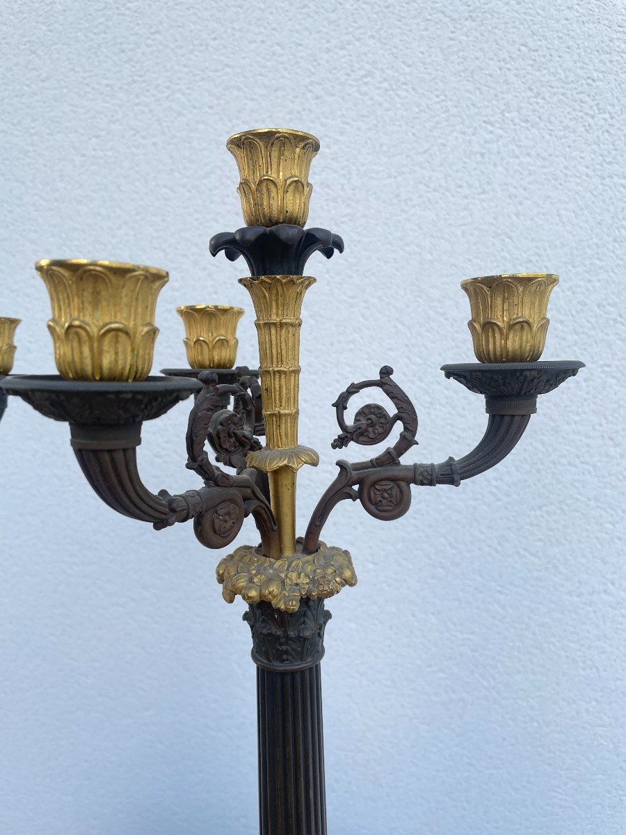 PAIRE DE CANDELABRES  D'EPOQUE RESTAURATION-photo-1