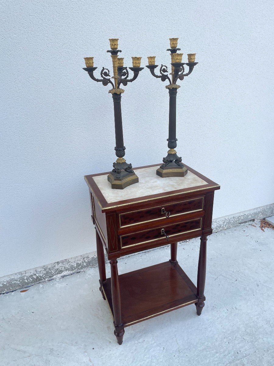 PAIRE DE CANDELABRES  D'EPOQUE RESTAURATION-photo-3