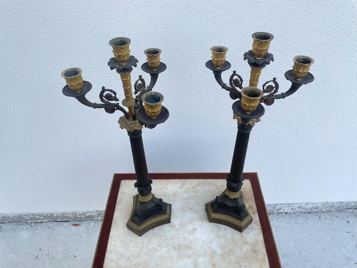 PAIRE DE CANDELABRES  D'EPOQUE RESTAURATION-photo-4