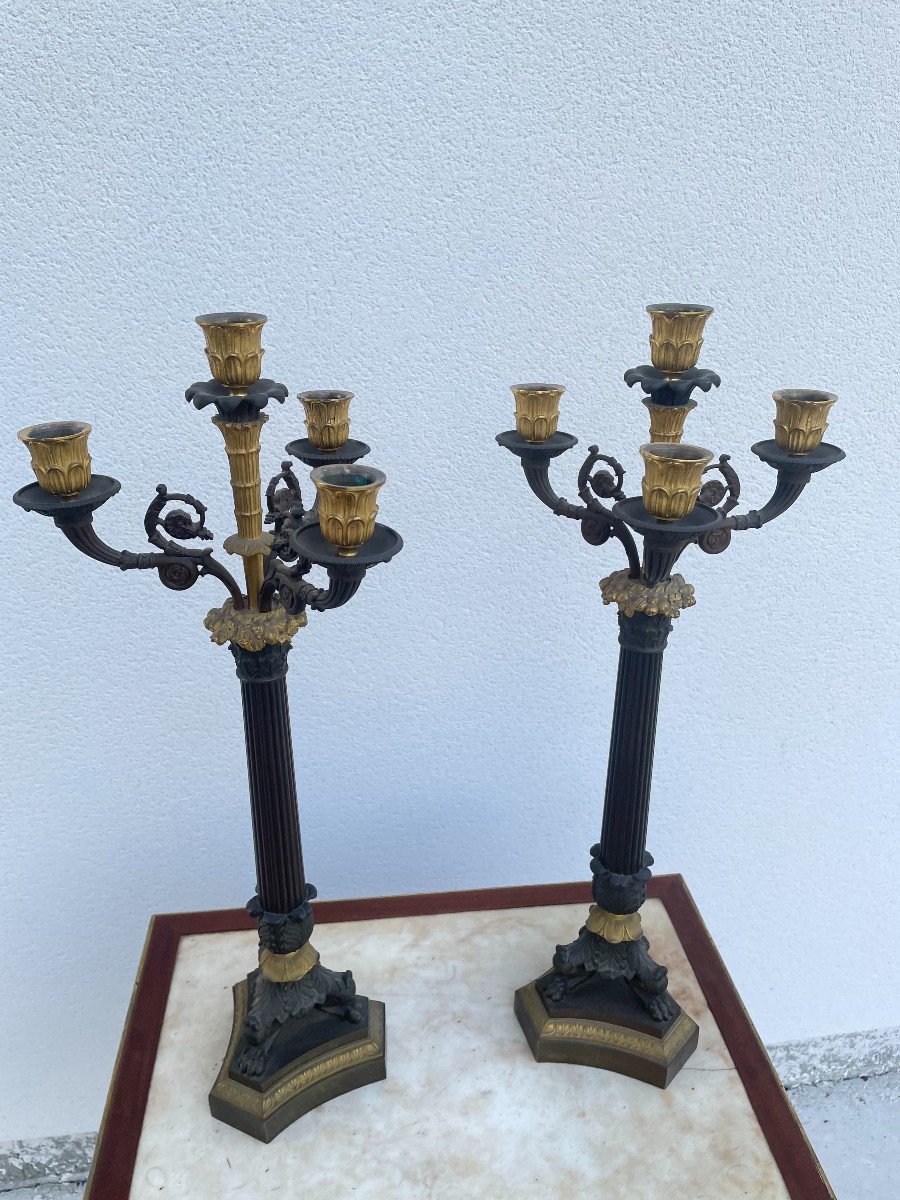 PAIRE DE CANDELABRES  D'EPOQUE RESTAURATION-photo-5