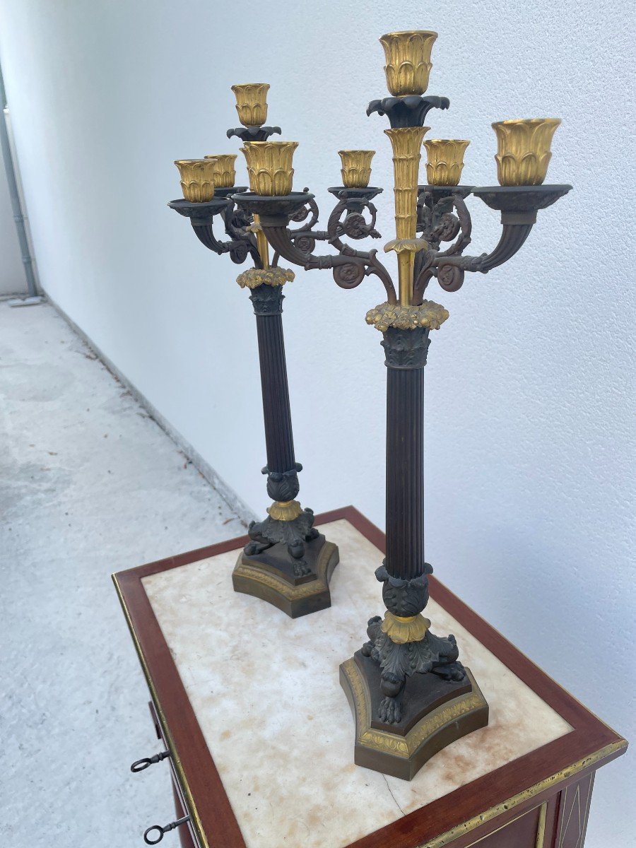 PAIRE DE CANDELABRES  D'EPOQUE RESTAURATION-photo-6