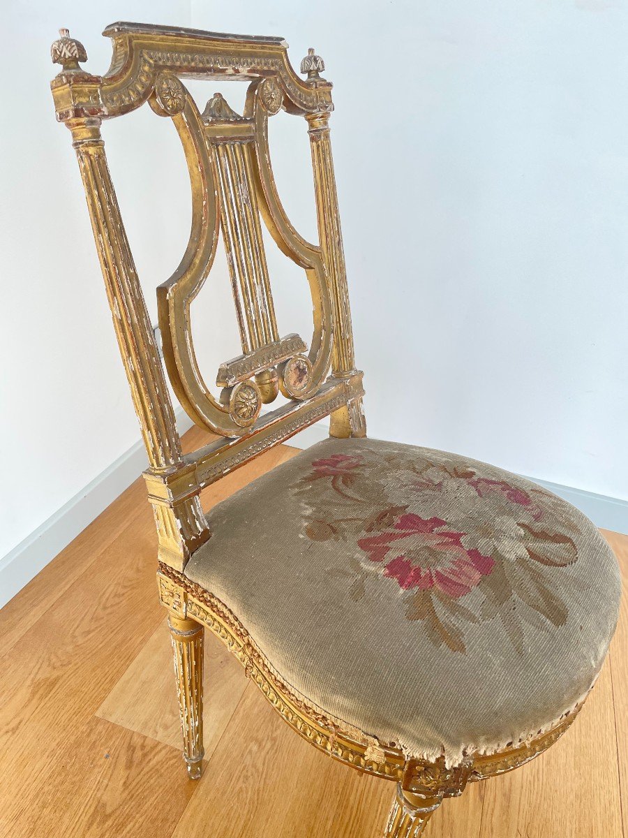 Pair Of Louis XVI Period Giltwood Chairs-photo-3