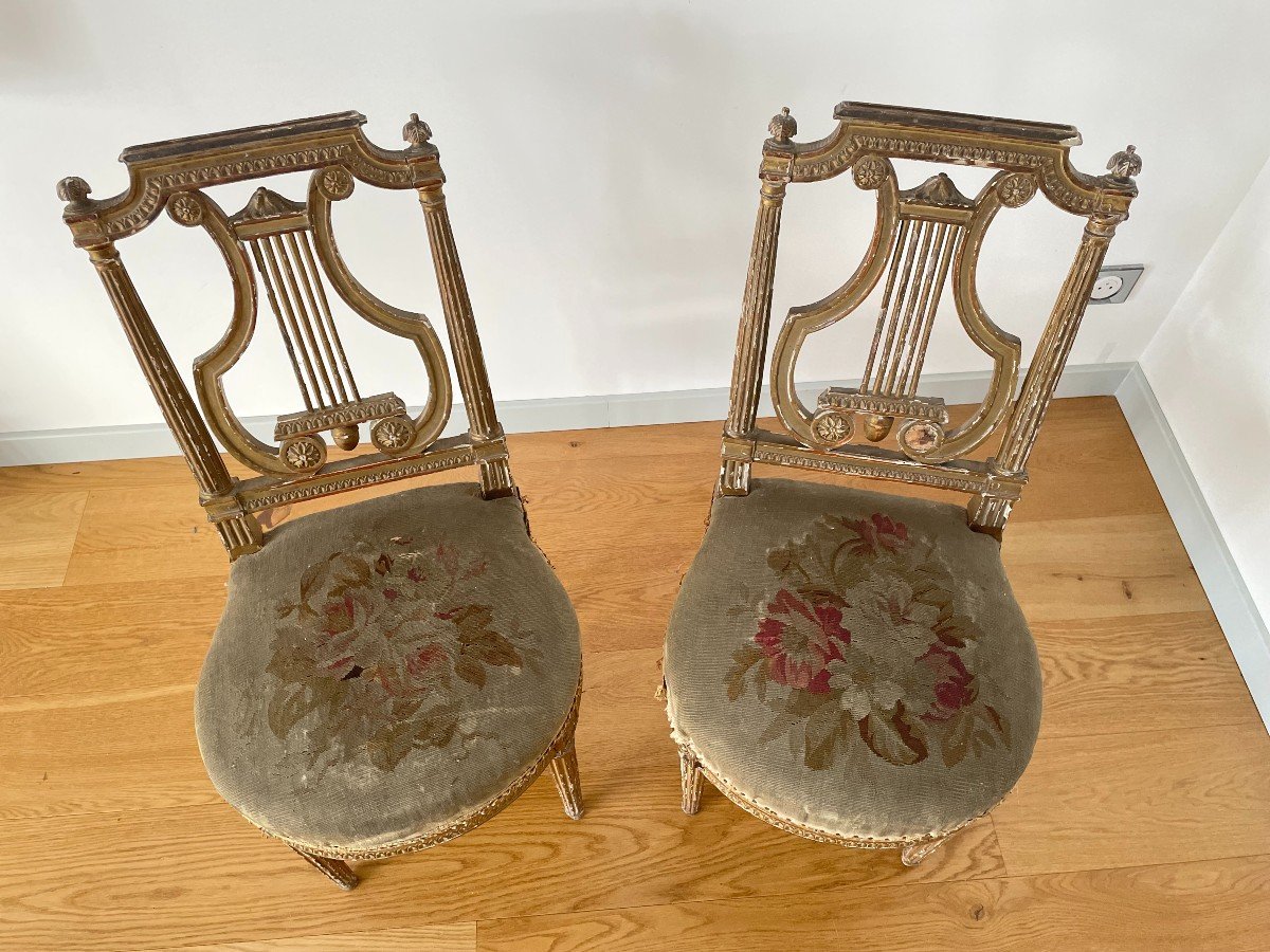 Pair Of Louis XVI Period Giltwood Chairs-photo-6