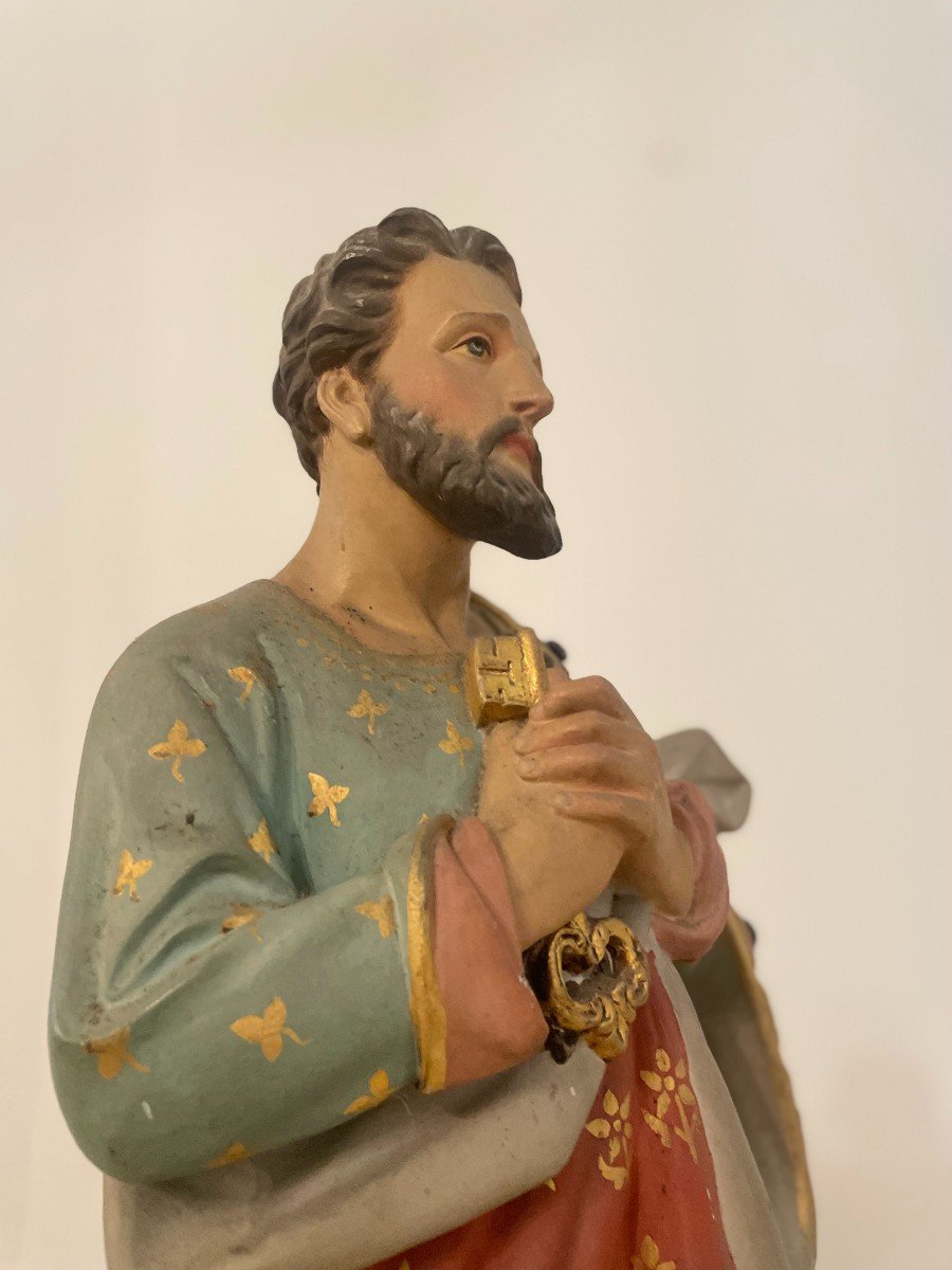 "saint Peter" Plaster Statue 19th Century-photo-6