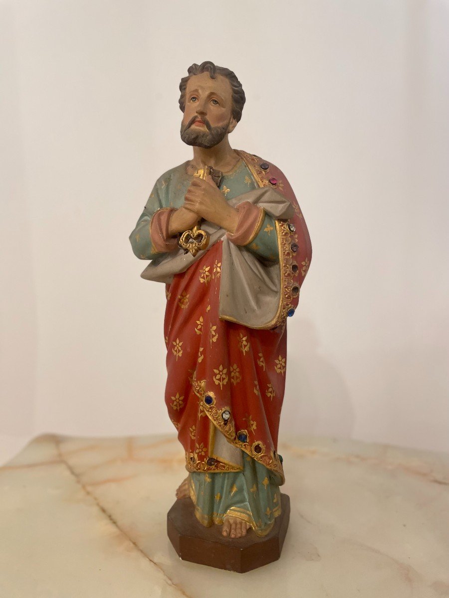 "saint Peter" Plaster Statue 19th Century