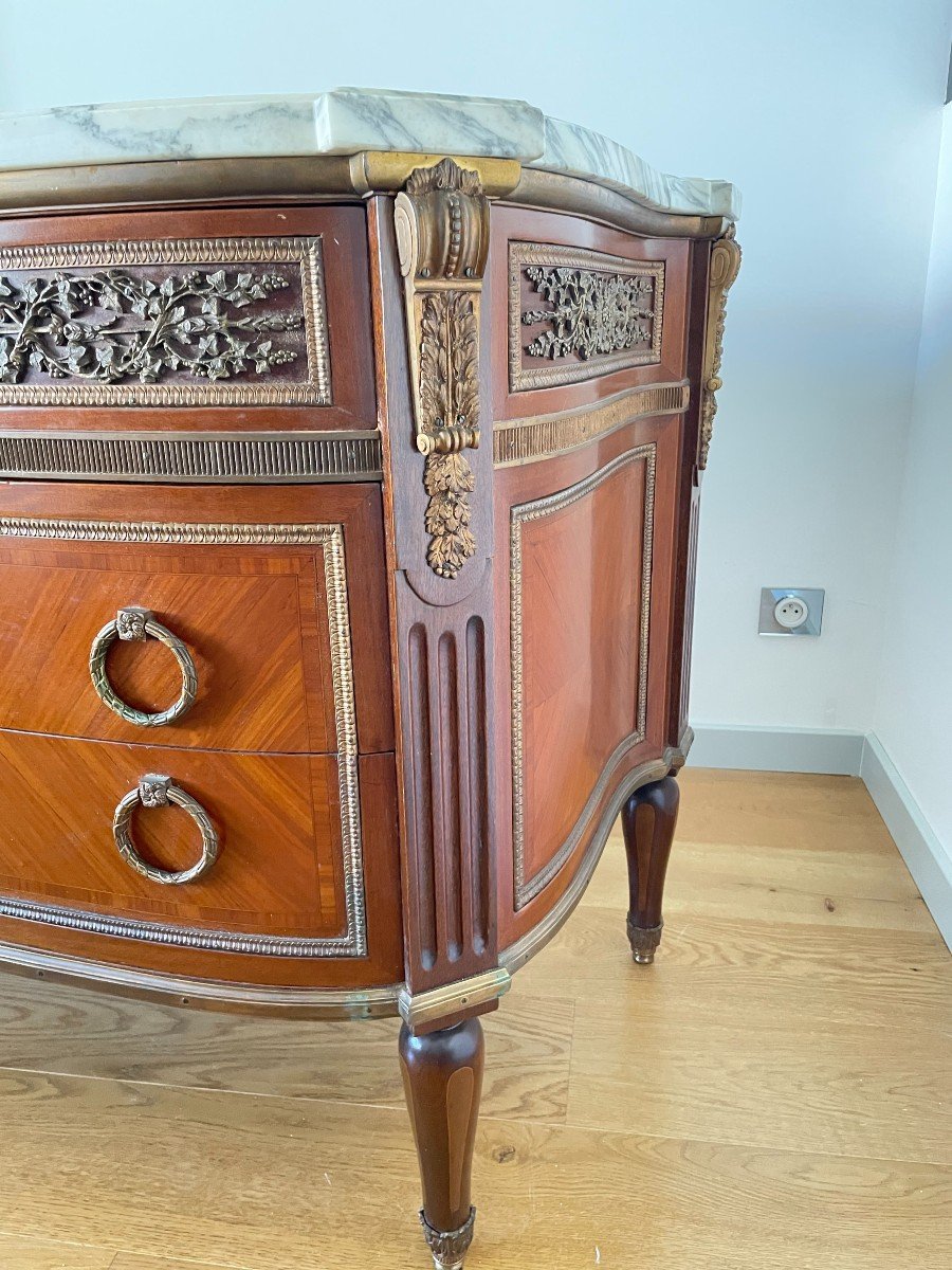 Louis XVI Commode Stamped Daide In Mahogany-photo-2