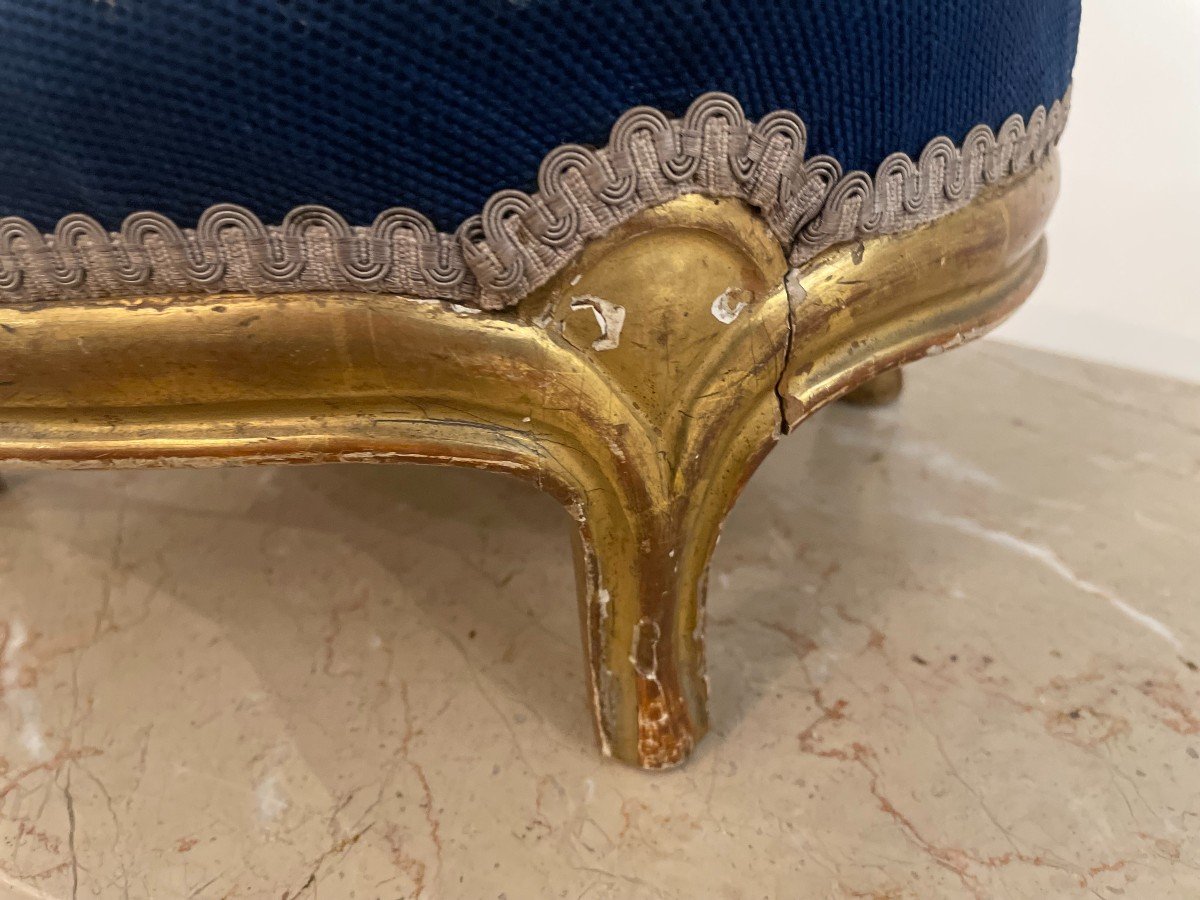 TABOURET DE PIED EN BOIS DORE DE STYLE LOUIS XV-photo-8