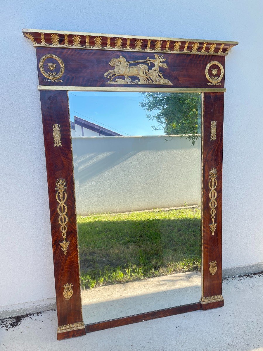 Large Empire Style Mirror In Gilt Wood 19th Century-photo-2