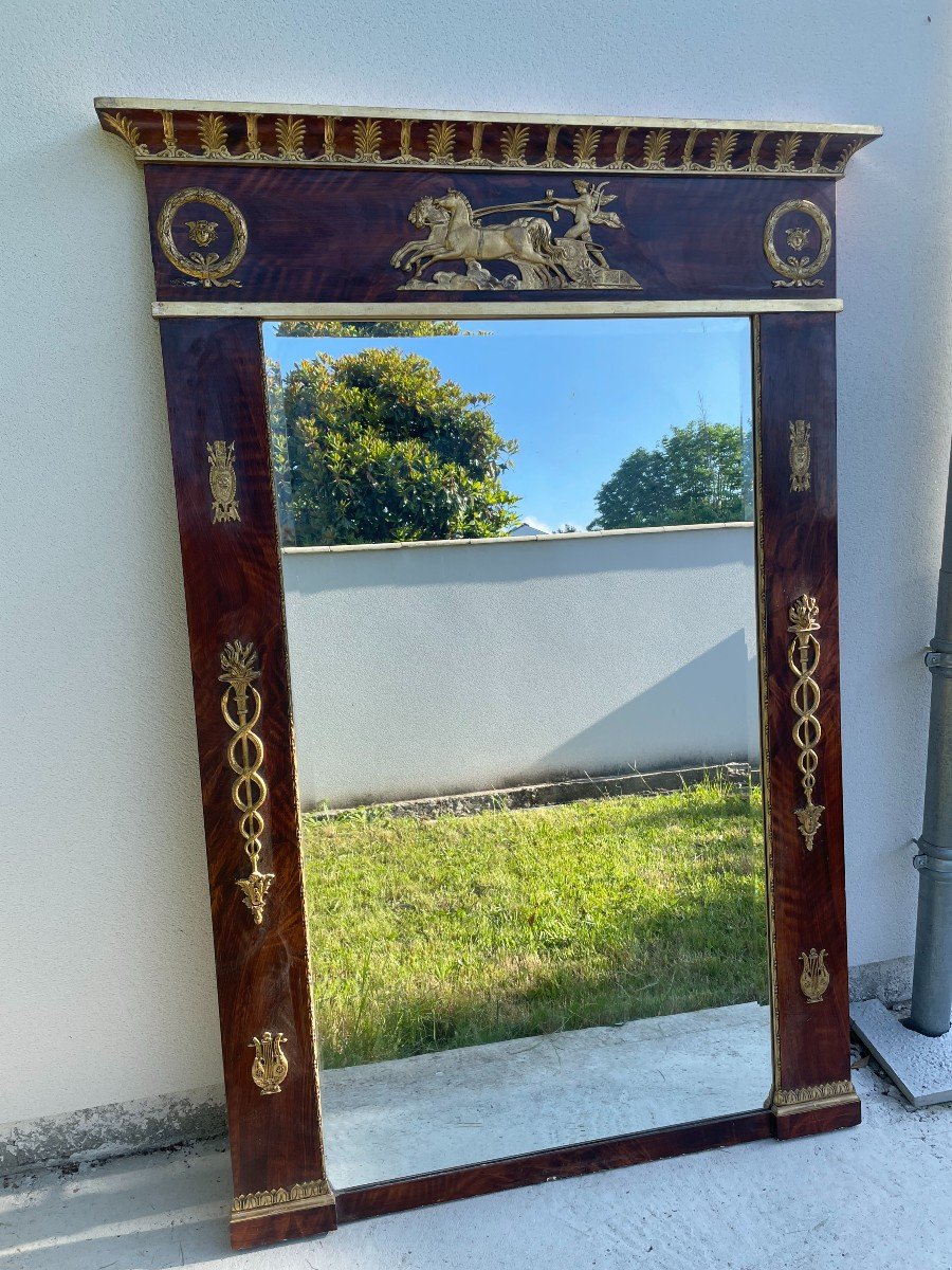 Large Empire Style Mirror In Gilt Wood 19th Century-photo-4