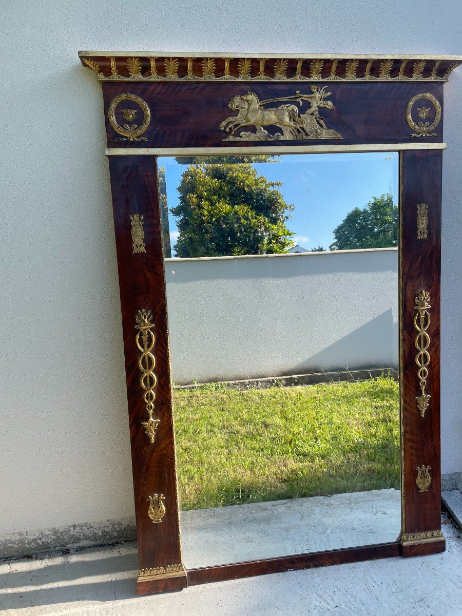 Large Empire Style Mirror In Gilt Wood 19th Century-photo-1