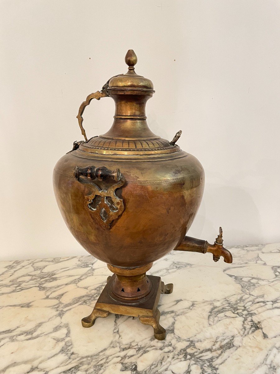 GRAND SAMOVAR EN LAITON XIX SIECLE-photo-3