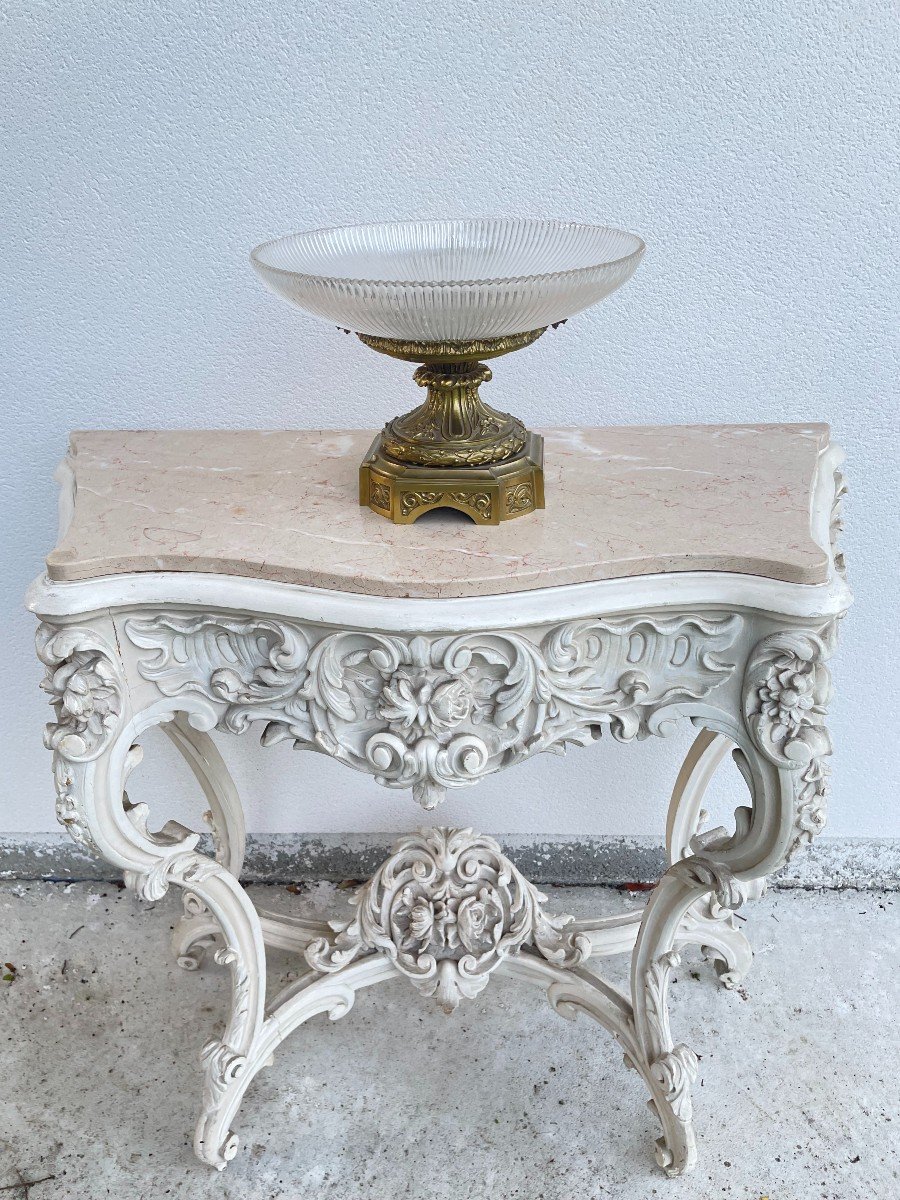 CENTRE DE TABLE EN CRISTAL ET BRONZE DE STYLE LOUIS XVI-photo-4